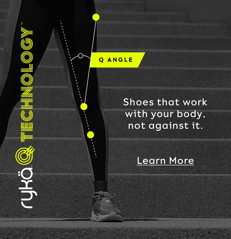 RykäQ Technology. Featuring the Q ANGLE. Shoes that work with your body, not against it. Learn More.