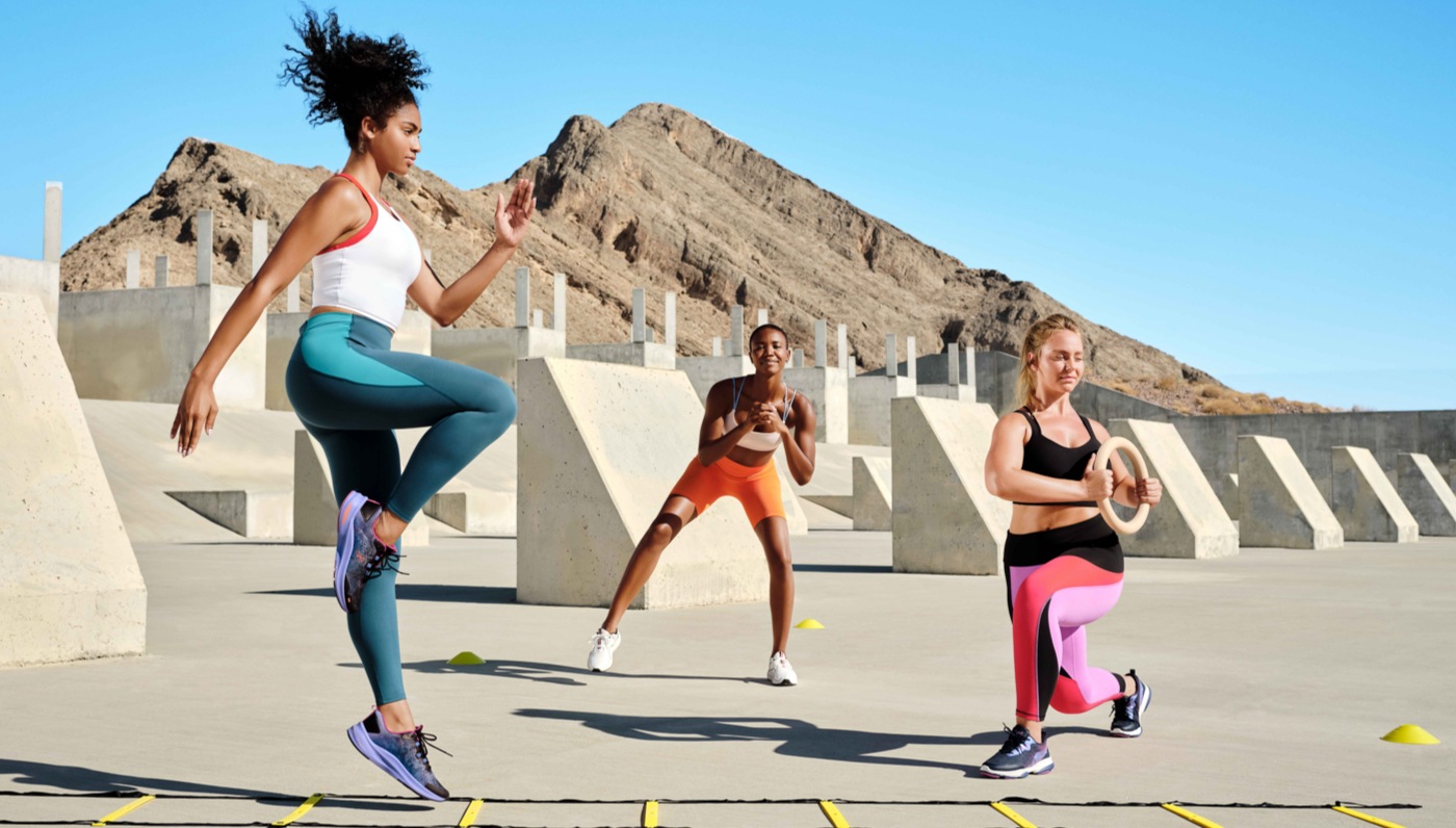 three women working out