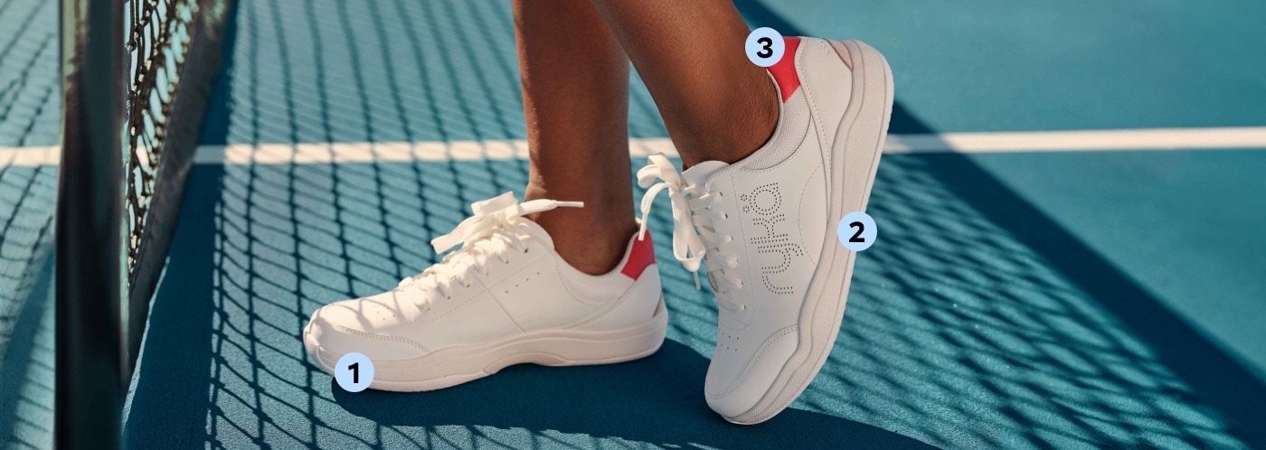 courtside sneaker technology; proven performance, grippy and responsive, anatomical insole