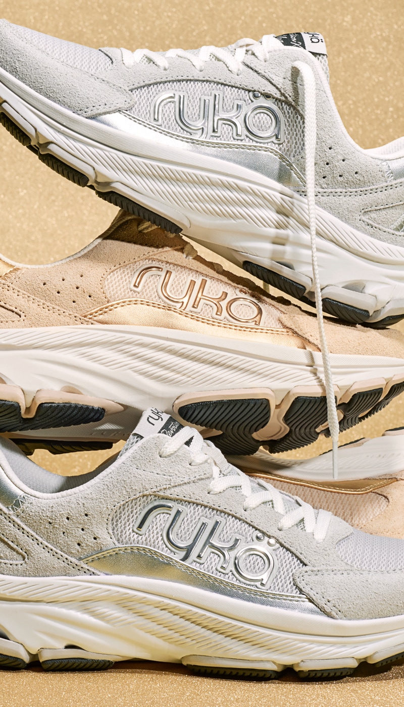 Silver and gold sneakers