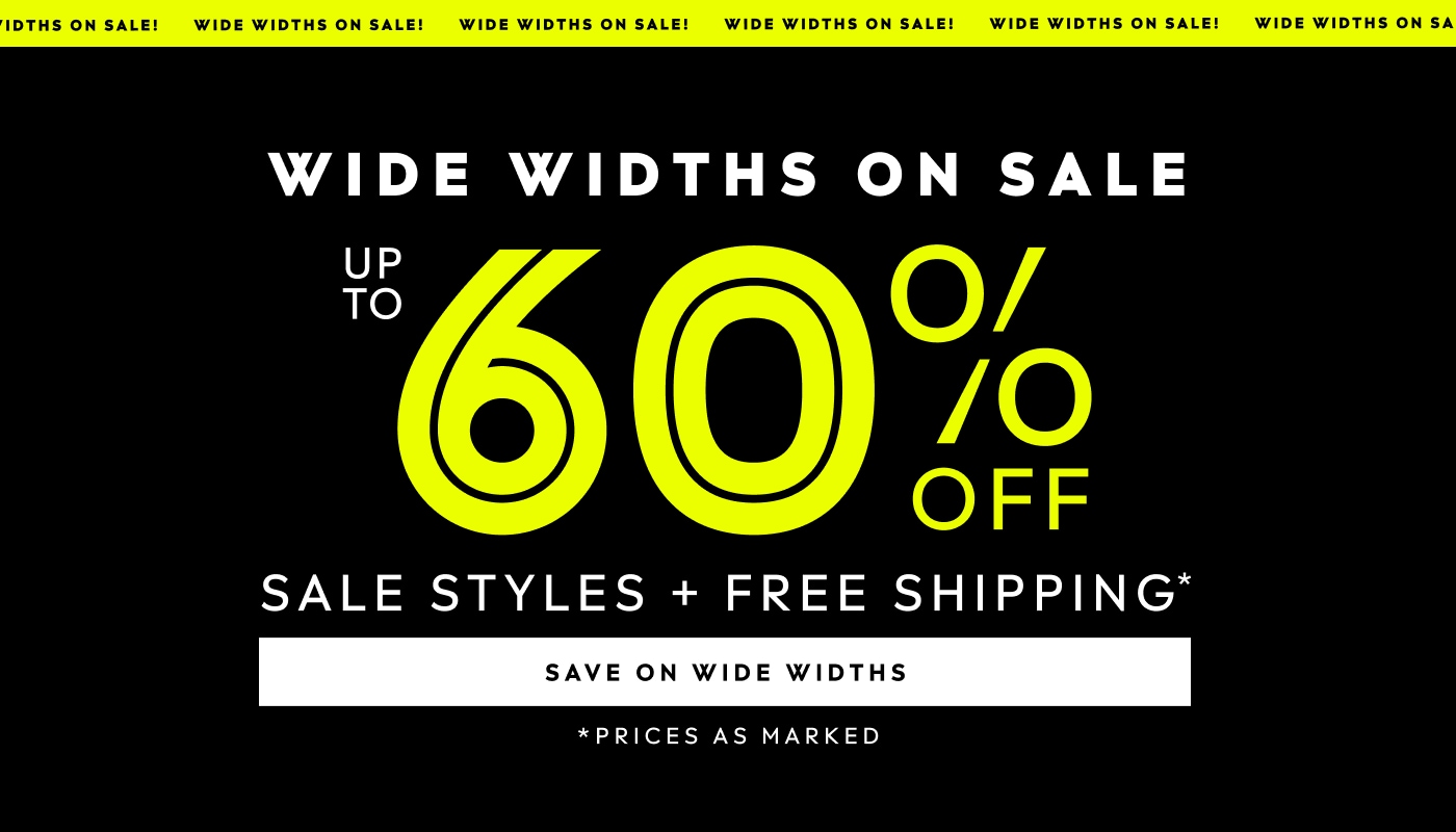 up to 60% off sale styles including wide widths