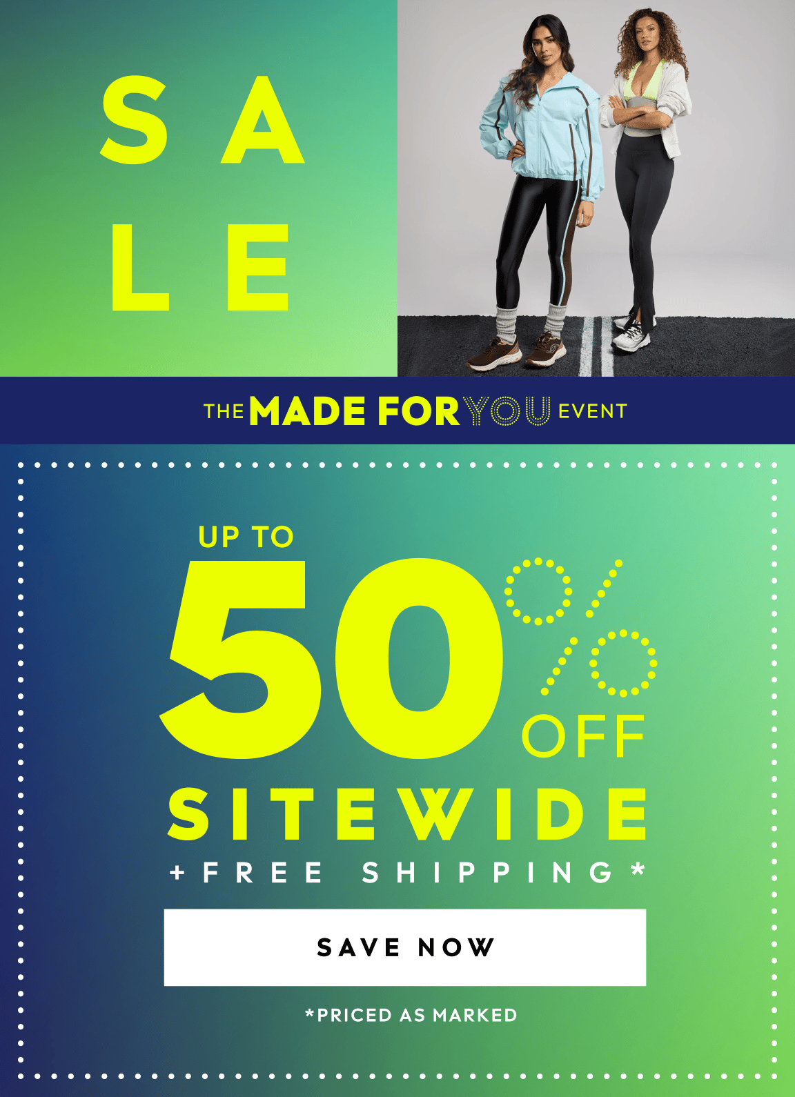 Up to 50% off sitewide plus free shipping