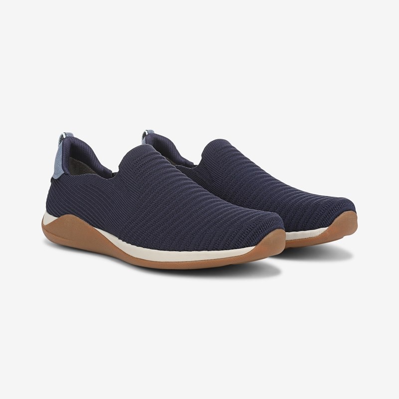 Ryka Era Knit Slip On Sneakers Academy Blue Knit Fabric 7.0 M Arch Support
