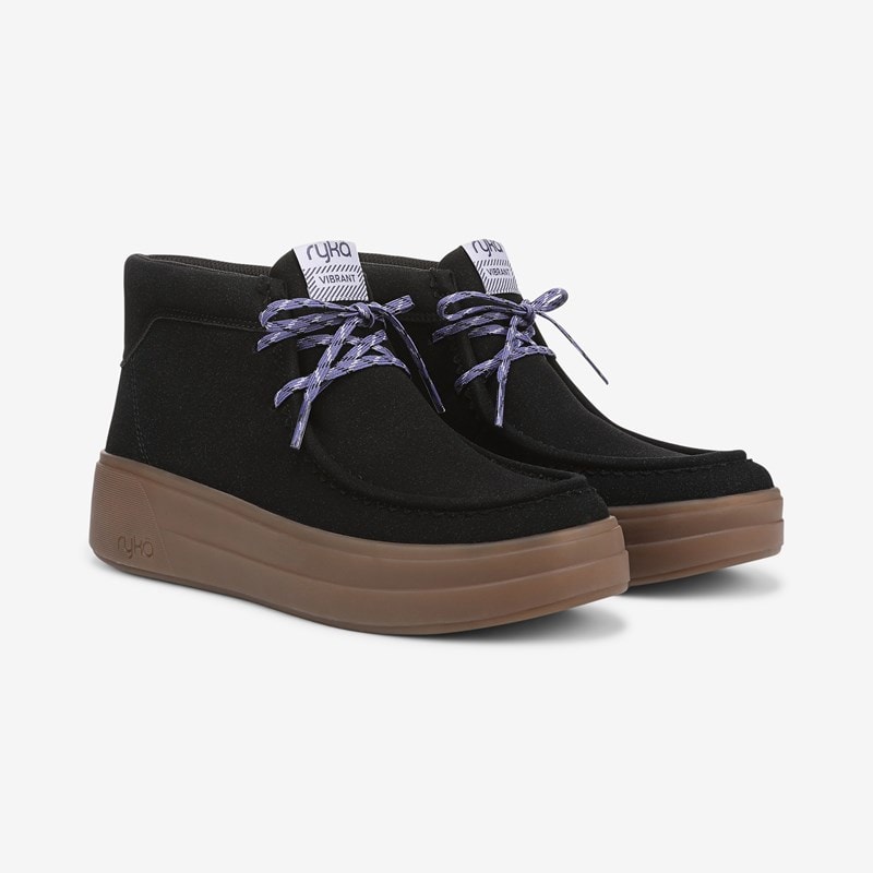 Ryka Vibrant Ankle Bootie Boots Black Faux Suede Leather 12.0 M Arch Support