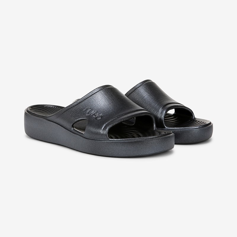 Ryka Soothe Slide Sandal Black Pearl Eva 11.0 M Slip On