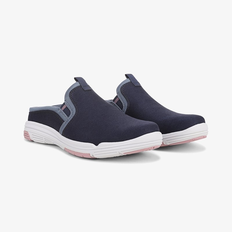 Ryka Anna Mule Slip On Shoes Academy Blue Fabric 9.0 M Lightweight