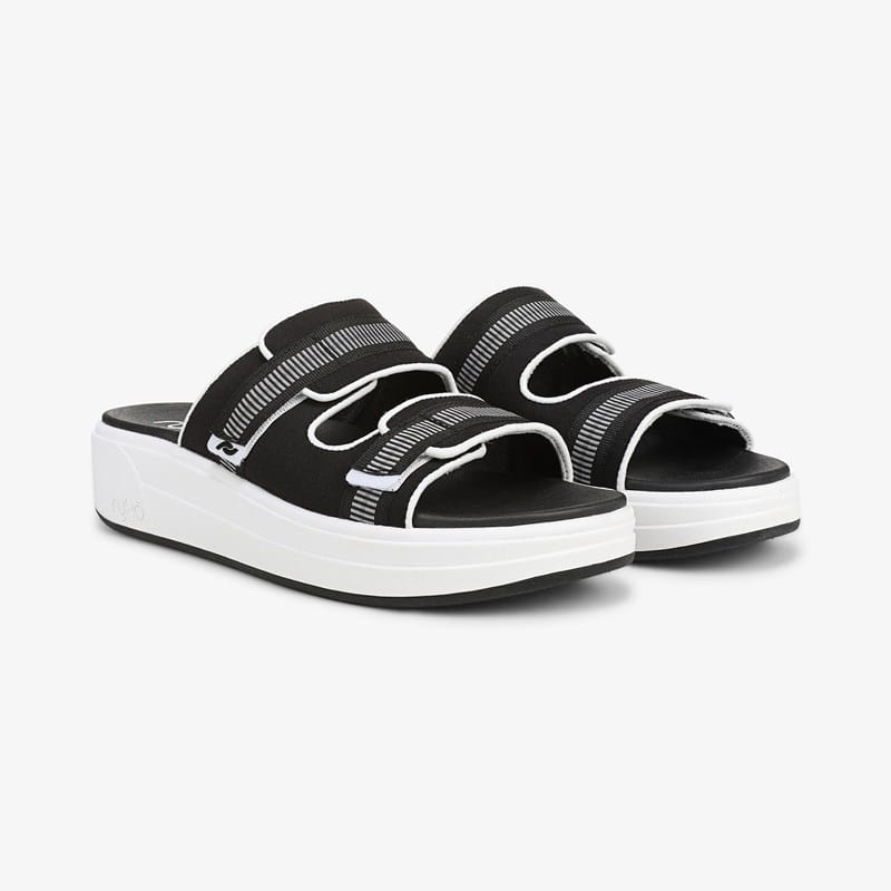 Ryka Viv Slide Sandal Black Fabric 6.0 W Slip On