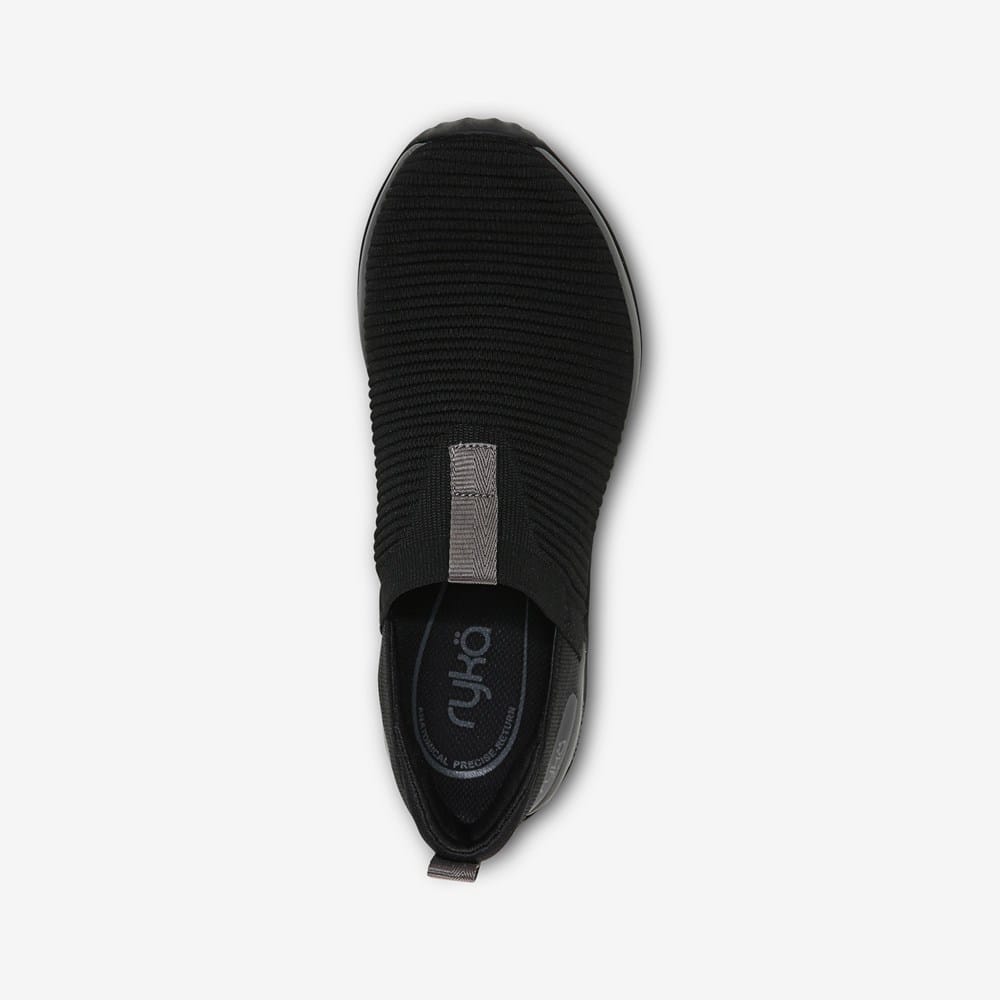 Ryka Women's Ally Slip-On Sneakers - Black, Size 7 Medium, Casual Fashion Shoes
