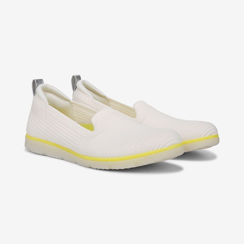 Ryka Effortless Slip On Shoes White Alyssum Knit Fabric 9.0 W Arch Support