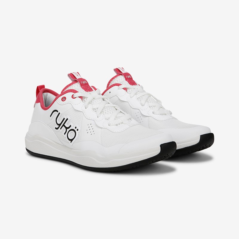 Ryka Court Agility Sneakers White/Pink Mesh Fabric 11.0 M Arch Support