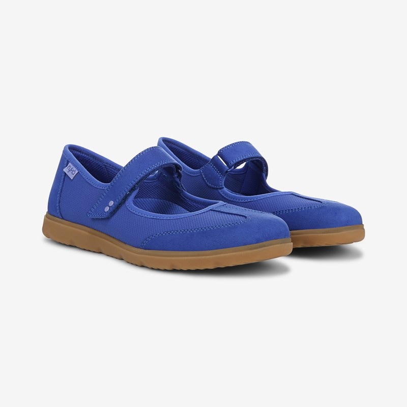 Ryka Effortless Mary Jane Shoes Blue Microfiber Fabric Fabric/suede 6.5 M Arch Support