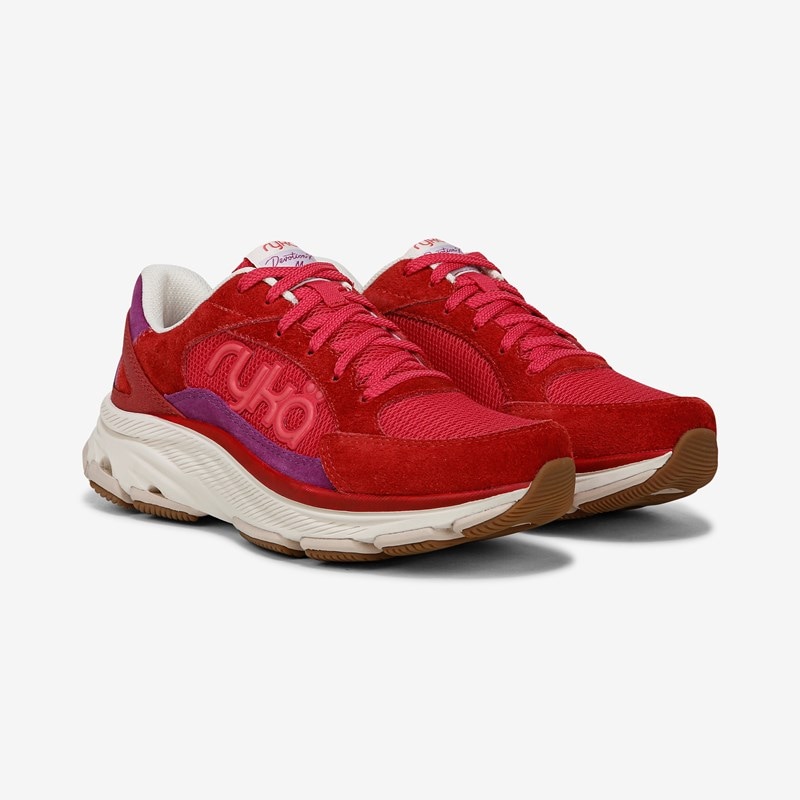 Ryka Devotion X Max Classic Walking Sneakers Salsa Red Leather Leather/synthetic 9.5 W Arch Support, Lightweight