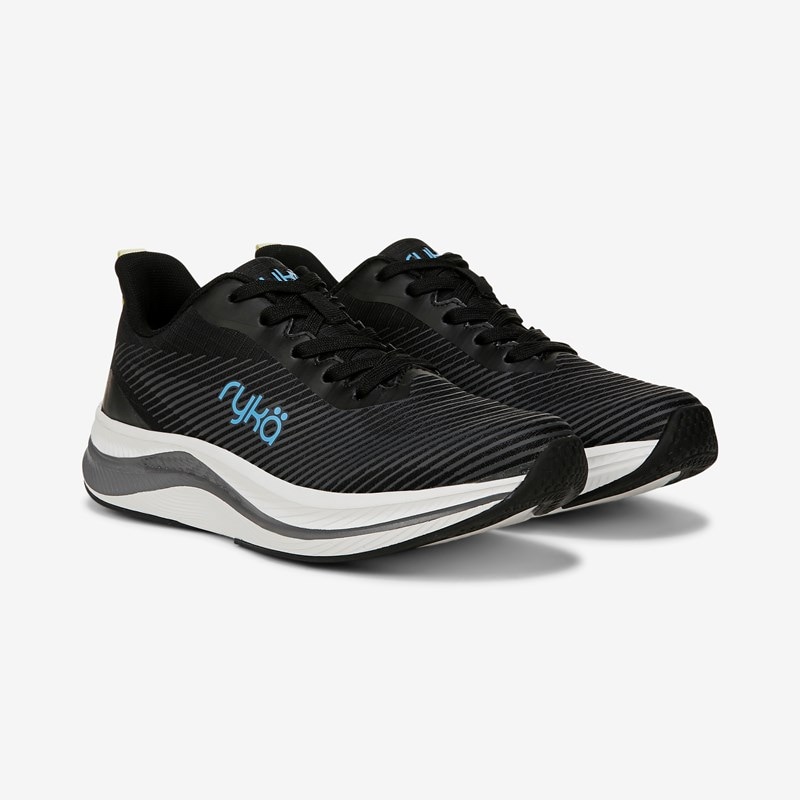 Ryka Genuine Walking Sneakers Black Mesh Fabric 5.5 M