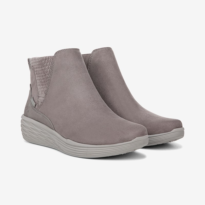 Ryka Noelle Next Ankle Bootie Boots Sky Grey Leather 9.0 W Arch Support, Lightweight