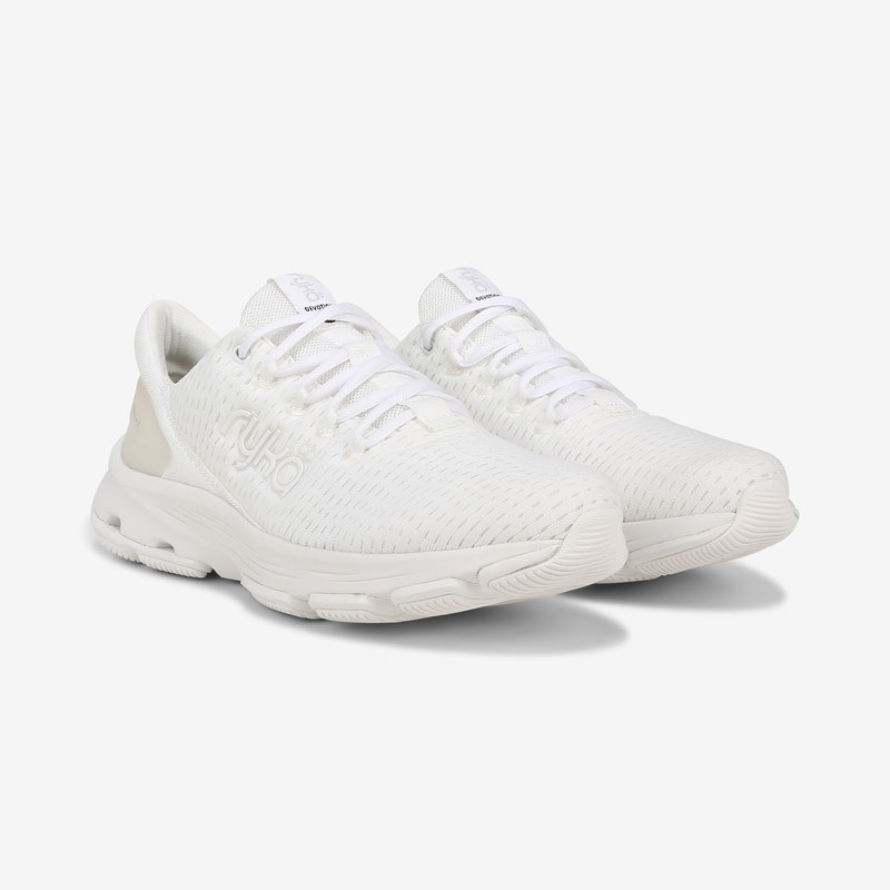Ryka Devotion X Rs Shoes White with Stain Protectant 9.5 W Arch Support, Breathable Mesh