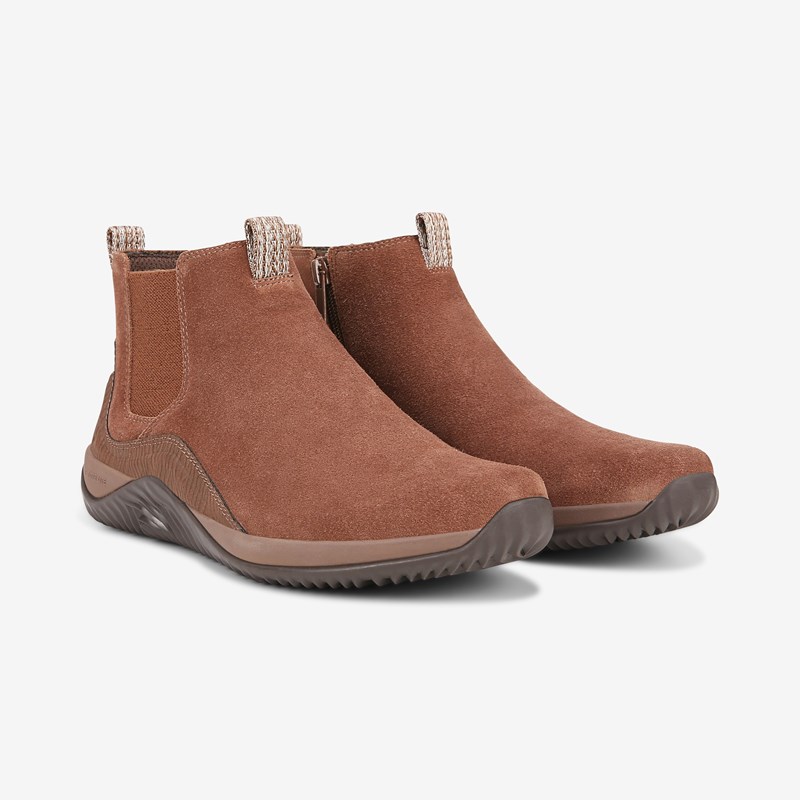 Ryka Echo Versa Ankle Bootie Boots Brown Suede/leather 8.0 M Lightweight
