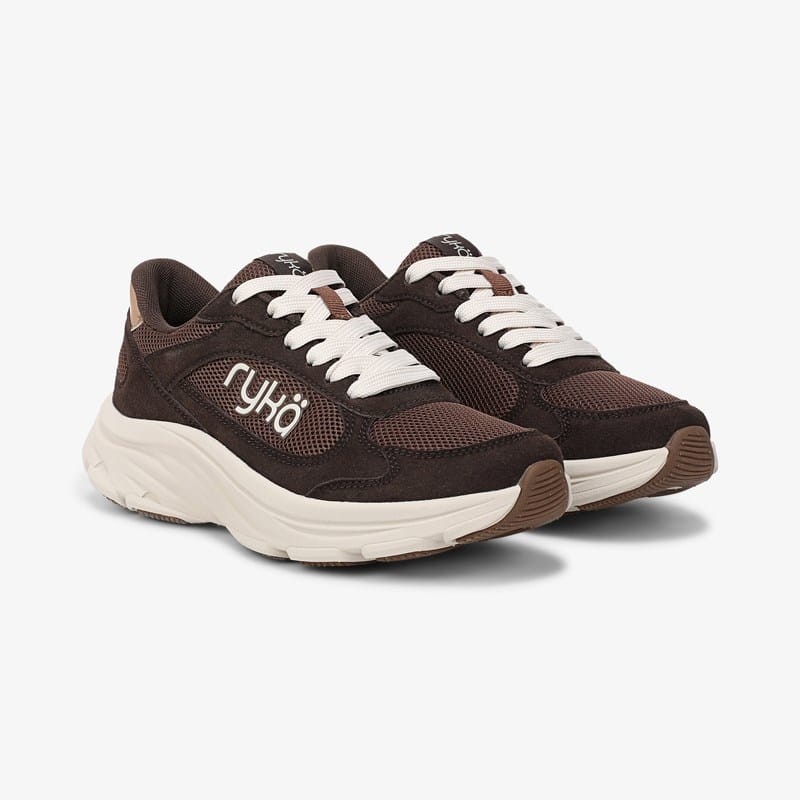 Ryka Devine Max Classic Walking Sneakers Fudge Brown Mesh/Faux Suede Suede/synthetic 9.5 M