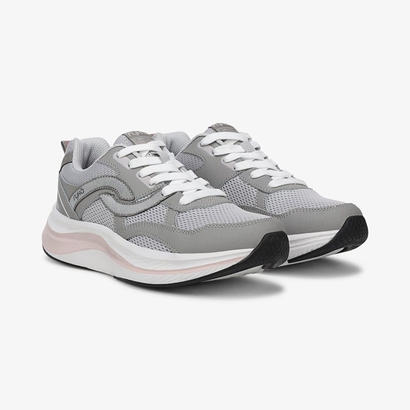 Ryka Gratify Walking Sneakers Paloma Grey Leather/Mesh 6.5 M