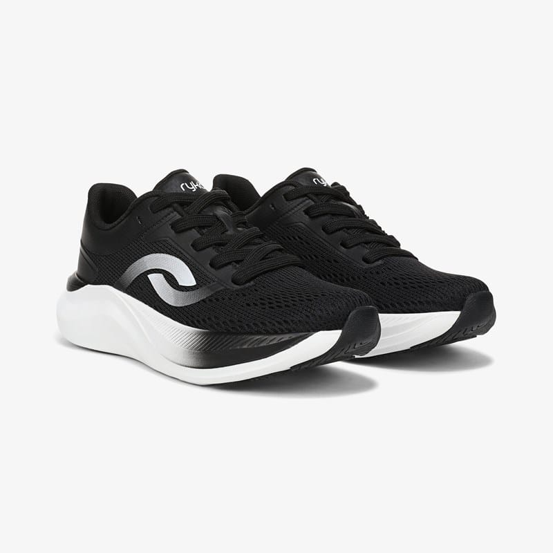 Ryka Convoy Walking Sneakers Black Mesh 9.5 M Arch Support, Lightweight