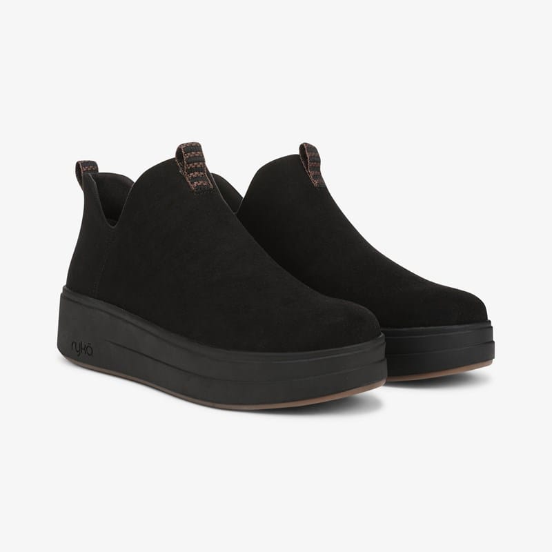 Ryka Vivie Ankle Bootie Boots Black Microfiber 7.5 W Arch Support, Breathable Mesh