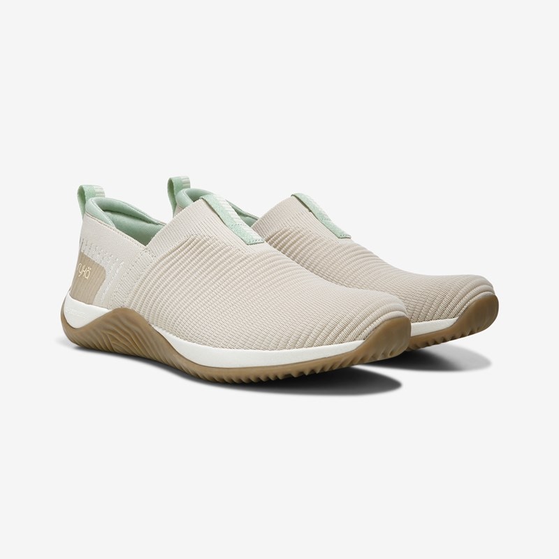 Ryka Echo Knit Slip On Sneakers Oatmeal Fabric 6.0 W Lightweight