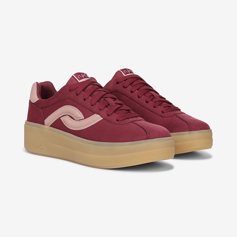 Ryka Viv Max Lace Up Sneakers Berry Red Microfiber Fabric/leather 11.0 M Arch Support