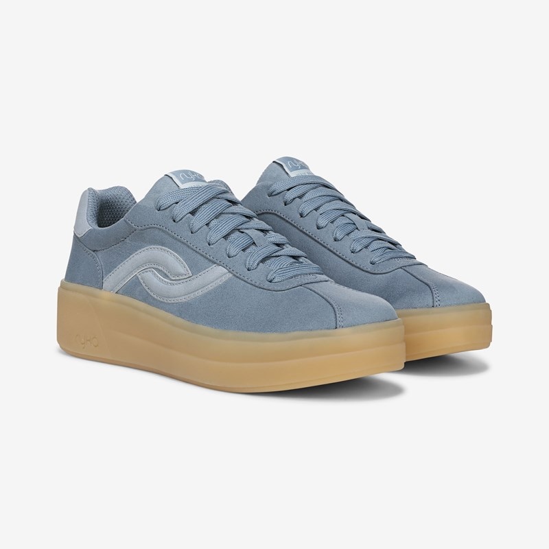 Ryka Viv Max Lace Up Sneakers Citadel Blue Microfiber Fabric/leather 8.0 W Arch Support