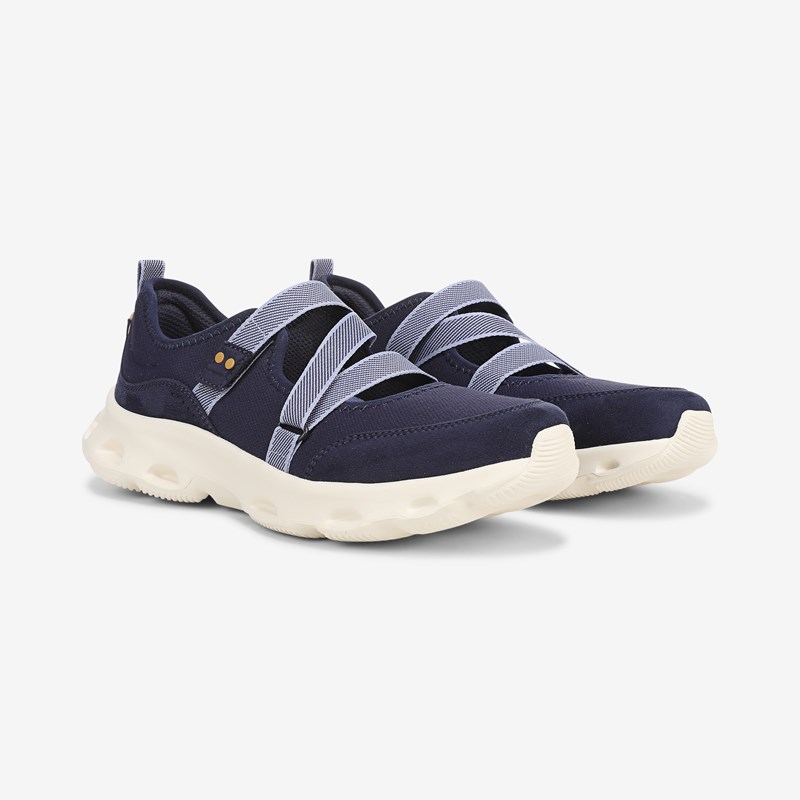 Ryka Activfoam Mary Jane Walking Sneakers Academy Blue Mesh Fabric 12.0 W Arch Support, Lightweight