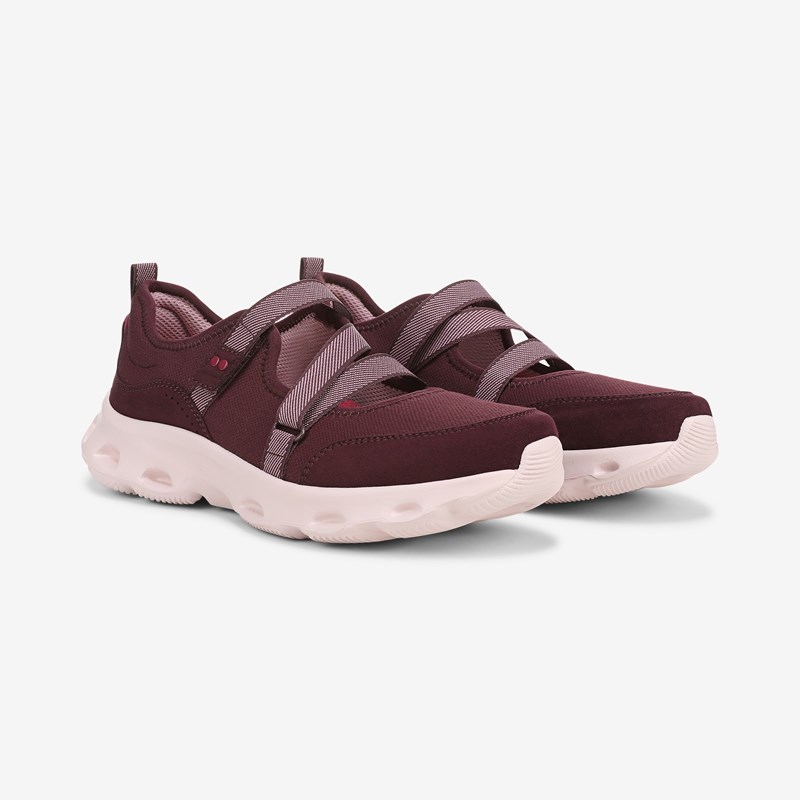 Ryka Activfoam Mary Jane Walking Sneakers Purple Fig Mesh Fabric 7.5 W Arch Support, Lightweight