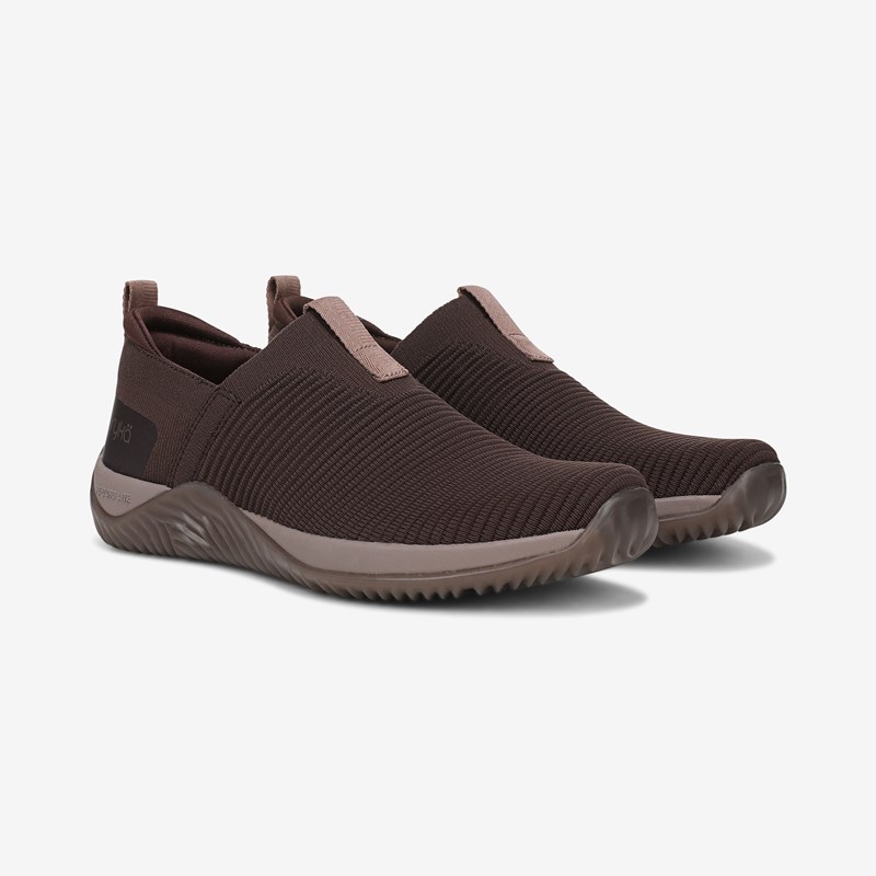 Ryka Echo Knit Slip On Sneakers Java Brown Knit Fabric 9.5 M Lightweight