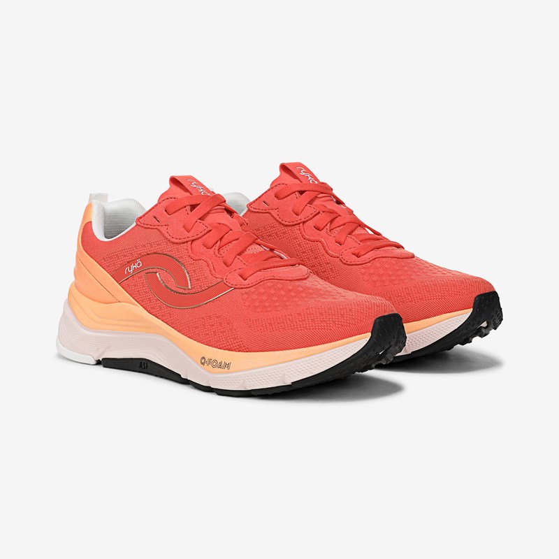 Ryka Uplift Lx Running Sneakers Orange Mesh Fabric 9.5 W Arch Support, Lightweight