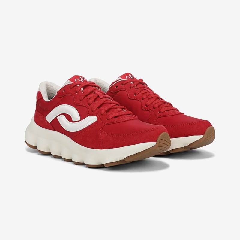 Ryka Podflow Retro Walking Sneakers Salsa Red Mesh Fabric 8.5 M Arch Support