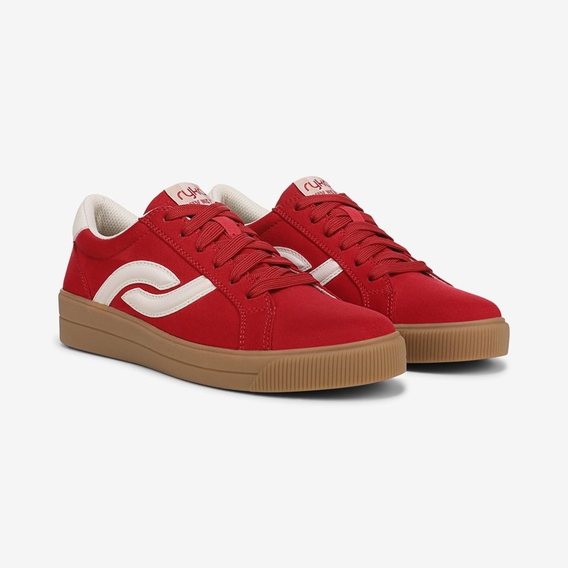 Ryka Viv Next Lace Up Sneakers Salsa Red Microfiber Fabric/leather 9.5 W Arch Support