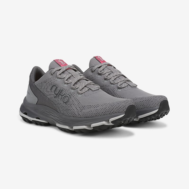 Ryka Devotion X Tr Trail Walking Sneakers Sky Grey Fabric 8.5 M Arch Support, Breathable Mesh