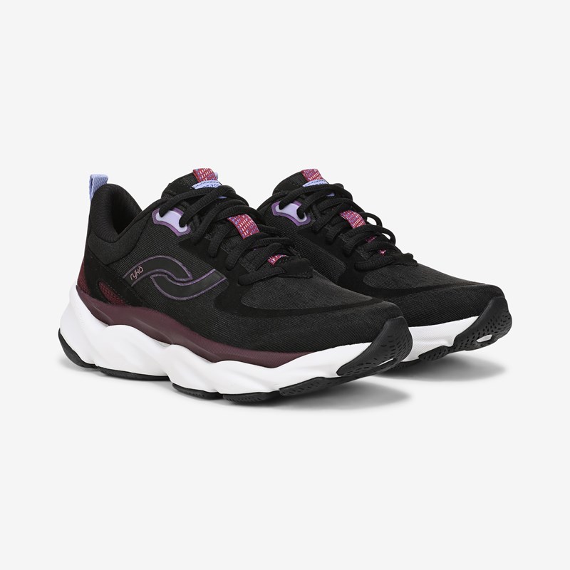 Ryka Rezorb Max Walking Sneakers Black Mesh Fabric 10.0 W Arch Support, Lightweight