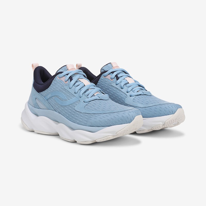 Ryka Rezorb Max Walking Sneakers Glacier Blue Mesh Fabric 7.0 M Arch Support, Lightweight