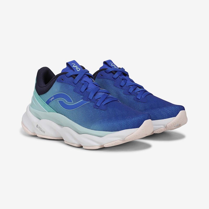 Ryka Elevate Lx Walking Sneakers Dazzling Blue Mesh Fabric 9.5 M Arch Support, Lightweight
