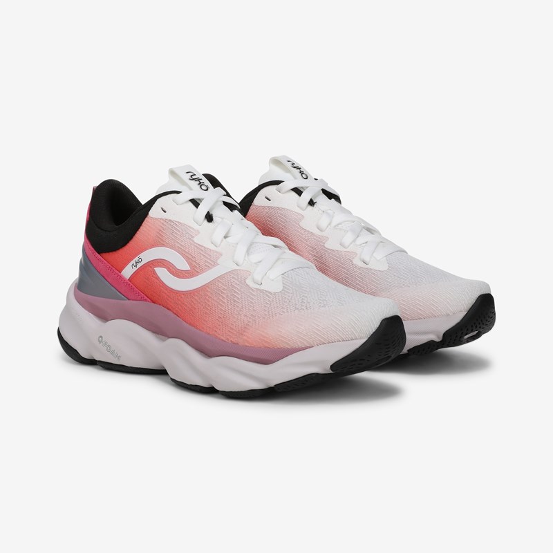 Ryka Elevate Lx Walking Sneakers Brilliant White Mesh Fabric 12.0 W Arch Support, Lightweight