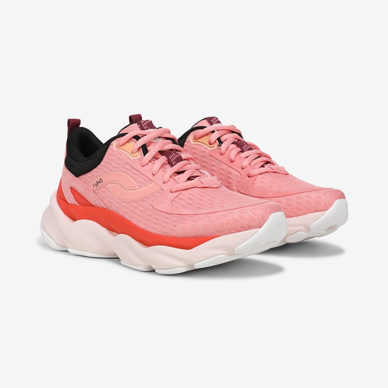 Ryka Rezorb Max Walking Sneakers Pink Coral Mesh Fabric 9.5 W Arch Support, Lightweight
