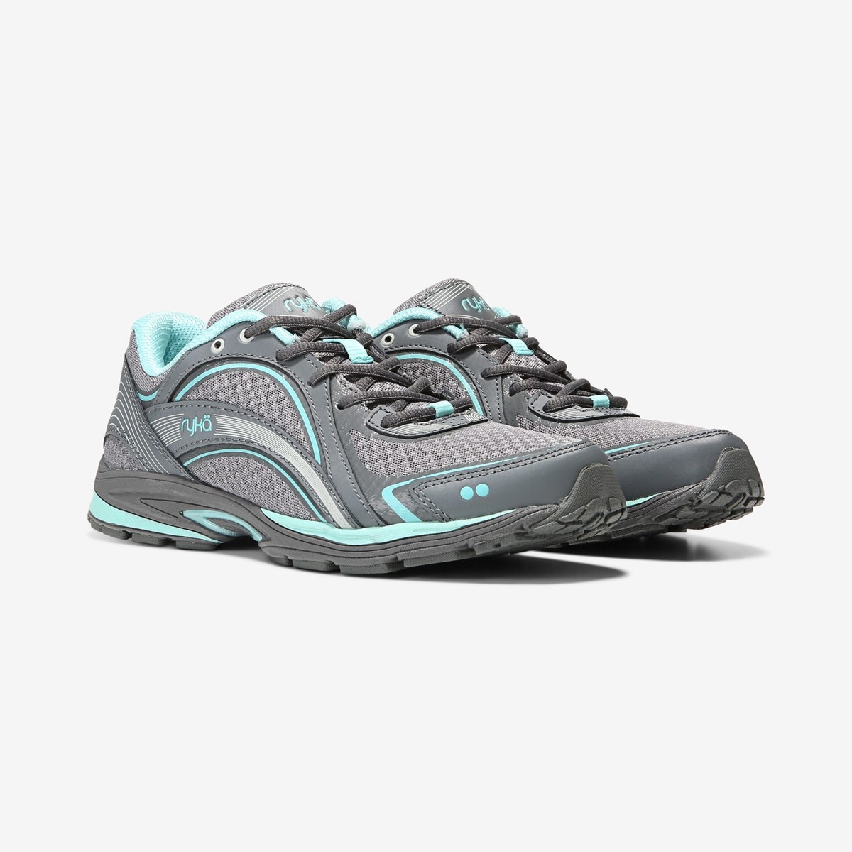 Ryka Sky Walk Walking Shoe in Grey/Aqua 