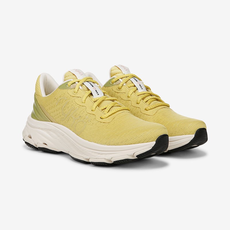 Ryka Devotion X Max Rs Shoes Verdant Yellow Mesh Fabric 11.0 W Arch Support, Lightweight