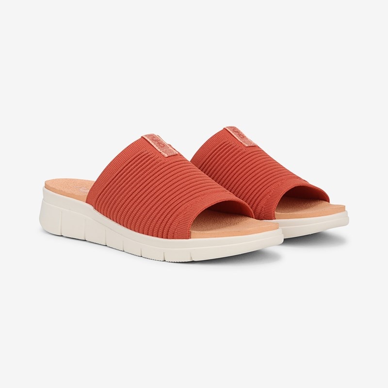 Ryka Epic Slide Sandal Orange Paprika Knit Fabric 6.5 W Slip On, Lightweight
