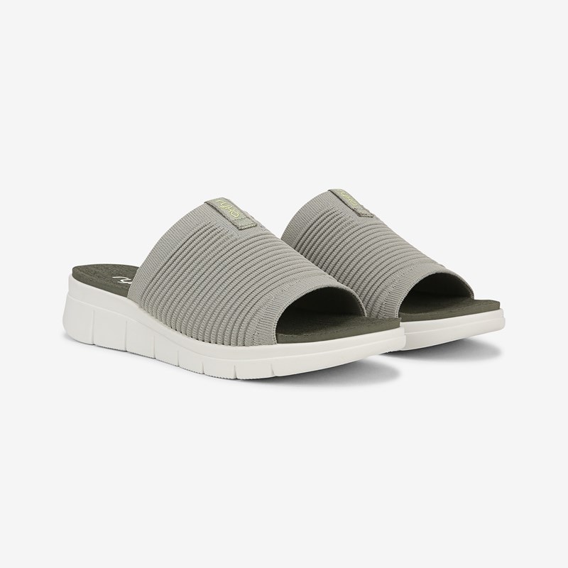 Ryka Epic Slide Sandal Abbey Green Knit Fabric 11.0 M Slip On, Lightweight