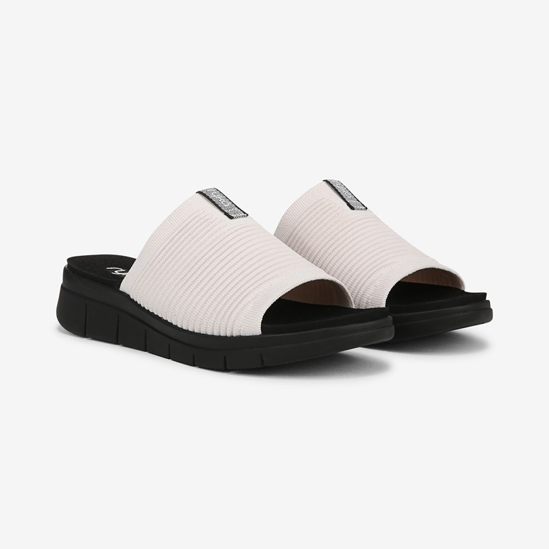 Ryka Epic Slide Sandal White Alyssum Knit Fabric 11.0 M Slip On, Lightweight