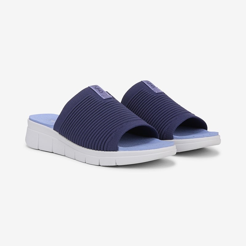 Ryka Epic Slide Sandal Dusk Blue Knit Fabric 9.5 W Slip On, Lightweight