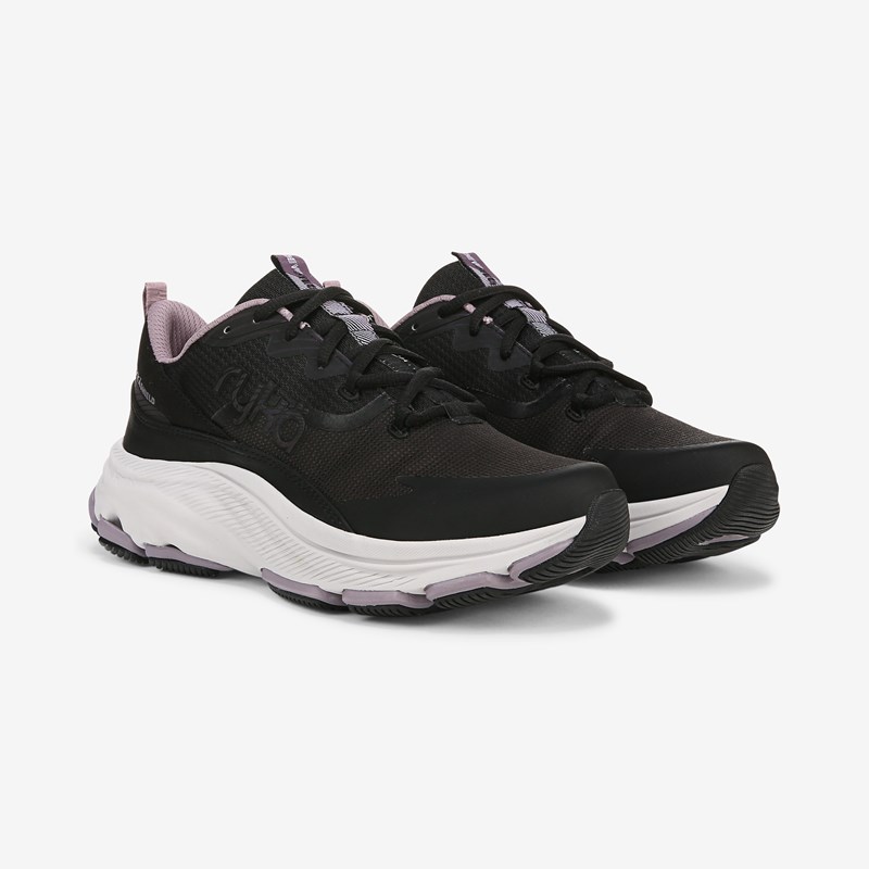 Ryka Devoted Rs Walking Sneakers Black Mesh Fabric 8.5 M Arch Support, Lightweight