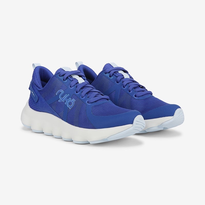 Ryka Podflow Walking Sneakers Bright Blue Mesh Fabric 5.0 M Arch Support