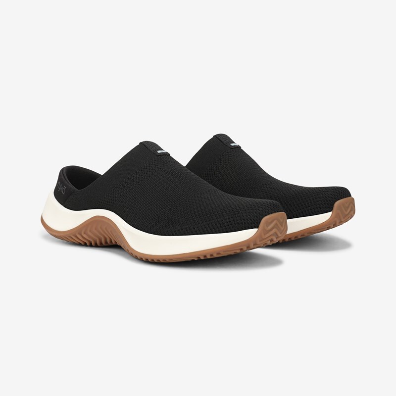 Ryka Encore Mule Slip On Shoes Black Knit Fabric 9.5 W Arch Support, Lightweight