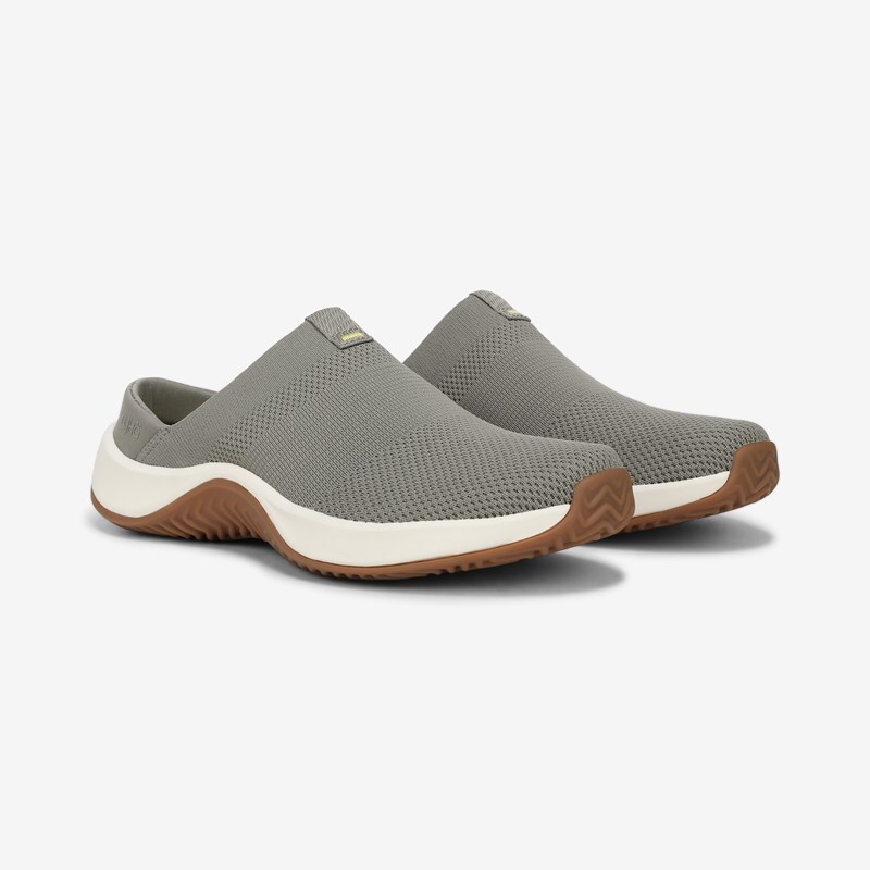 Ryka Encore Mule Slip On Shoes Vetiver Green Knit Fabric 6.5 W Arch Support, Lightweight