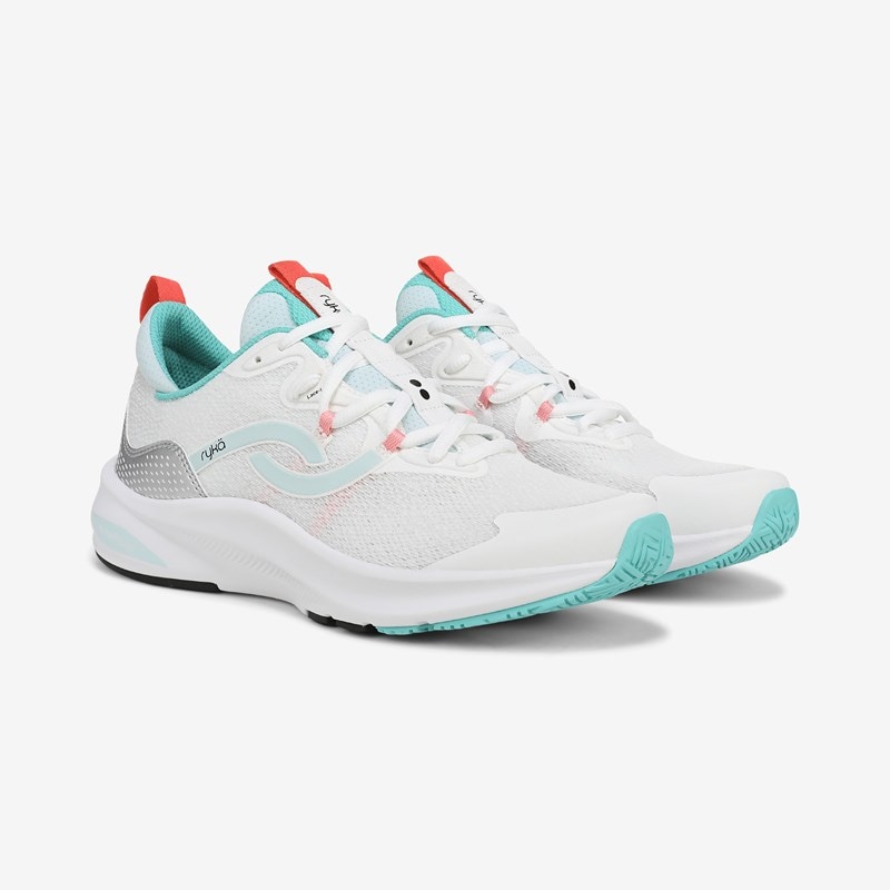 Ryka Never Quit 2 Training Sneakers Brilliant White Mesh Synthetic 8.5 W High-Impact, Arch Support